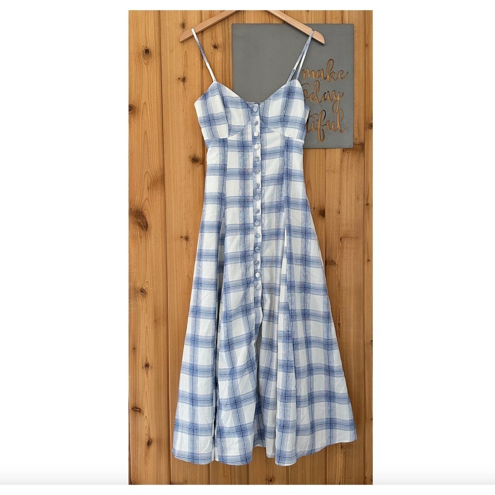 Lulus Keep on Charming Plaid Button-Front Midi Dress Size Small - Picture 4 of 12